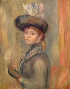 グレーブルーの少女、手袋を着用1889年頃 作： Pierre Auguste Renoir